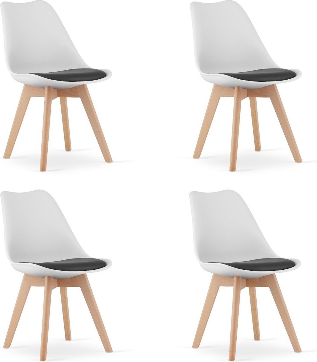 Scandinavische eetkamerstoelen - set van 4 - beukenhout - 82 x 49 cm
