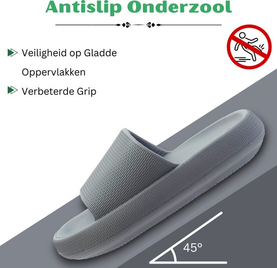 Klikkopers® - Cloud Dias - Slippers - Chaussons de bain - Chaussons de bain - Pantoufles - Léger - Super doux pour vos pieds - Antidérapant - Grijs - 40-41