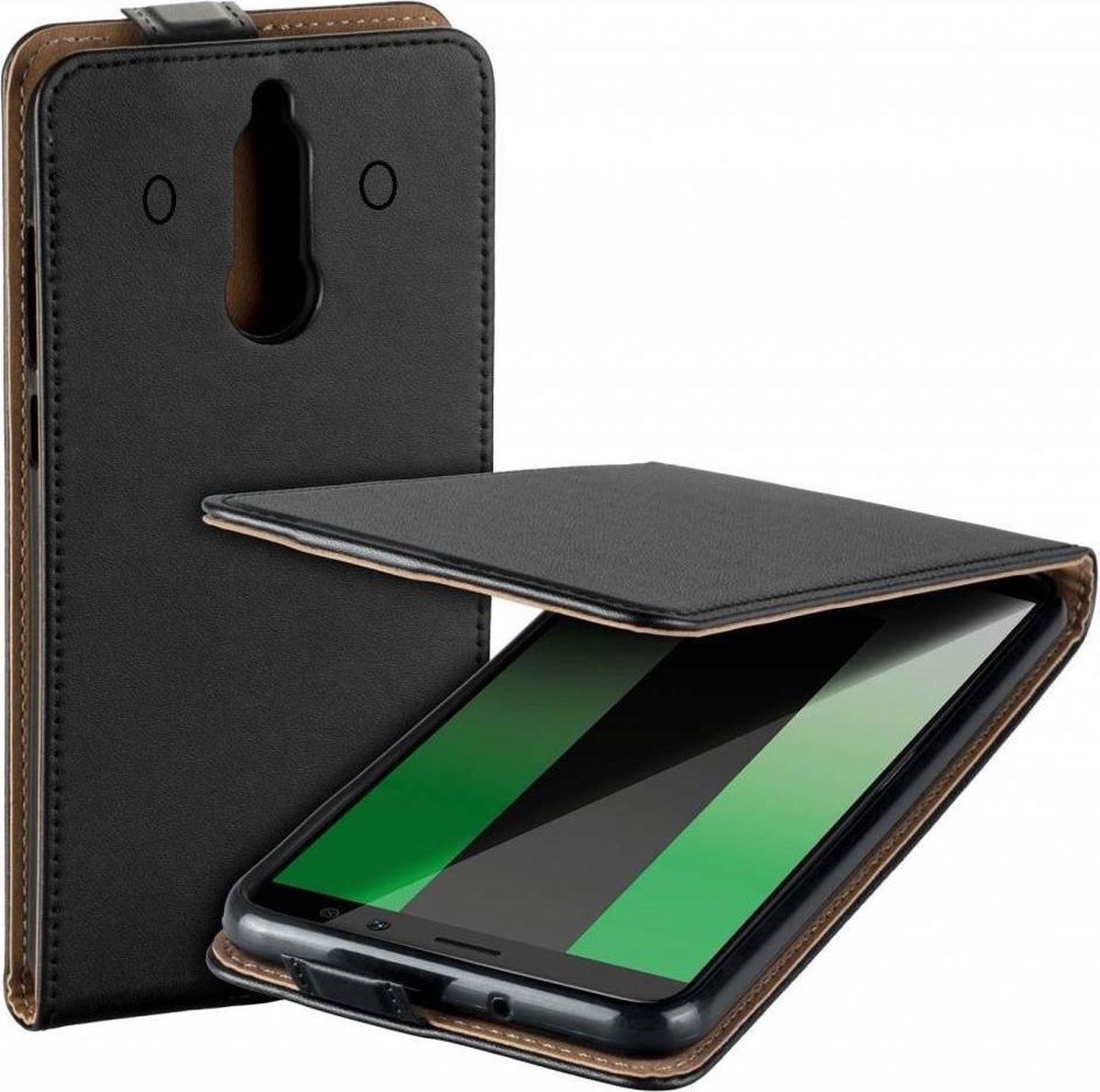 Zwart eco flipcase cover hoesje Geschikt voor Huawei Mate 10 op Prijzenvolger.com