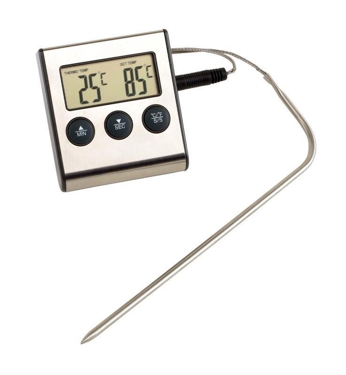 Digitale Kookthermometer -  Wekker - Kerstcadeau - Keukenthermometer - Digitaal - Timer + Alarm - Vleesthermometer - BBQ thermometer - Batterij meegeleverd — cadeau in Kookcadeaus - foto 2