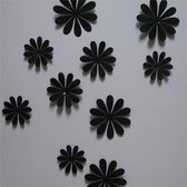 3D Bloemen - Muurdecoratie - 10 Blad Zwart