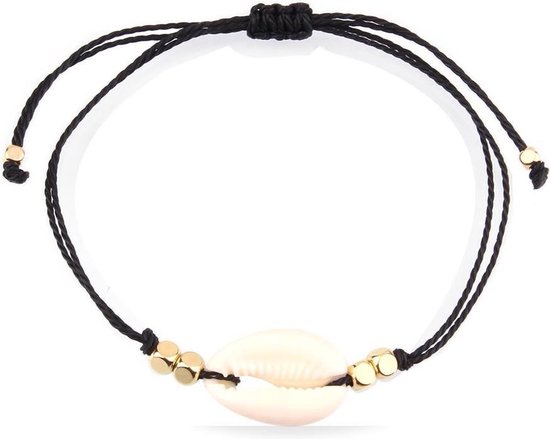 24/7 Jewelry Collection Schelpjes Armband - - Schelpen - Zwart Touw -... | bol.com