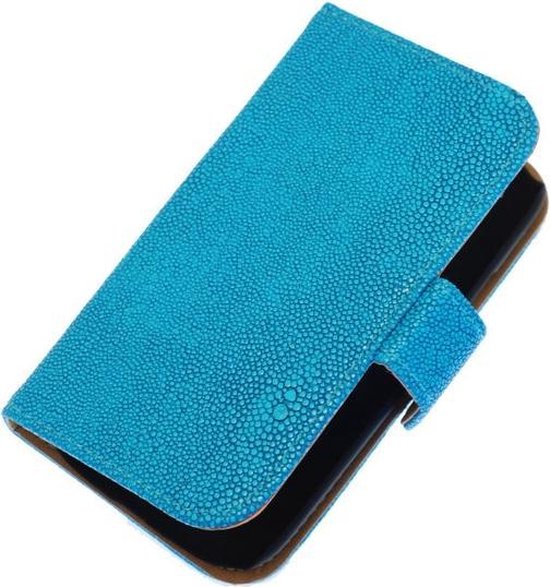 Blauw Ribbel booktype wallet cover hoesje voor Samsung Galaxy S3 Mini i8190