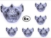 6x Halfmasker onderkaak skull zilver