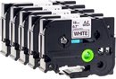5x TZe-241 / TZ-241 Zwart op Wit Label Tapes Compatible voor Brother PT-1950, PT-2030VP, PT-2100, PT-2420PC, PT-2430PC, PT-2450DX Label Printer / 18mm x 8m