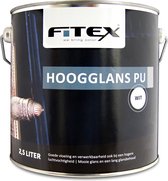 Fitex-Hoogglans PU Lak-Ral 9010 Zuiver Wit Wit - 2,5 liter- Lakverf - Dekkend - Binnen en buiten - Hoogglans -