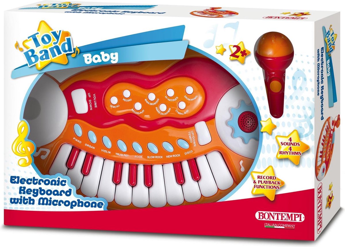 Bontempi Keyboard Met Microfoon Oranje/rood