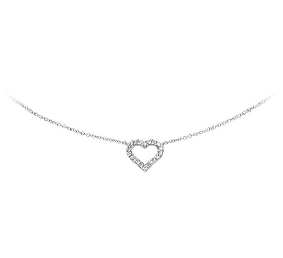 The Jewelry Collection Ketting Hart En Diamant 0.09 Ct. 40 + 4 cm - Witgoud  (14 Krt.) | bol.com