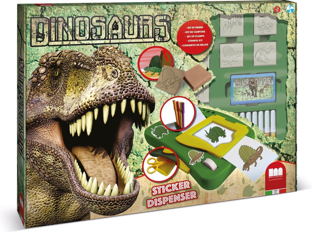 Dino stickermachine en stempelkit - cadeau dinosaurus - speelgoed dino