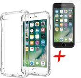 Hoesje geschikt voor iPhone 7 / 8 - Anti Shock Proof Siliconen Back Cover Case Hoes Transparant - Tempered Glass Screenprotector