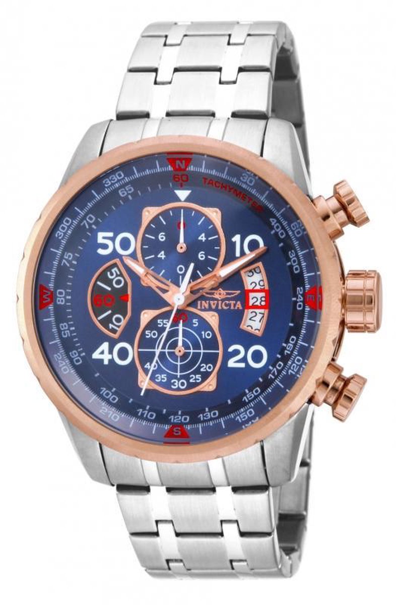 Invicta Aviator 17203 - Horloge - Heren - Zilverkleurig - Quartz - Ø 48 mm