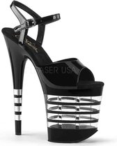 Pleaser - FLAMINGO-809LN Sandaal met enkelband, Paaldans schoenen - Paaldans schoenen - 39 Shoes - Zwart