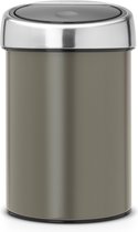 Brabantia Touch Bin poubelle murale 3 litres avec seau intérieur synthétique - Platinum / Matt Steel