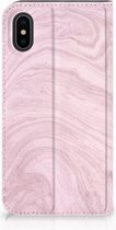 iPhone Xs Bookcase Marble Pink