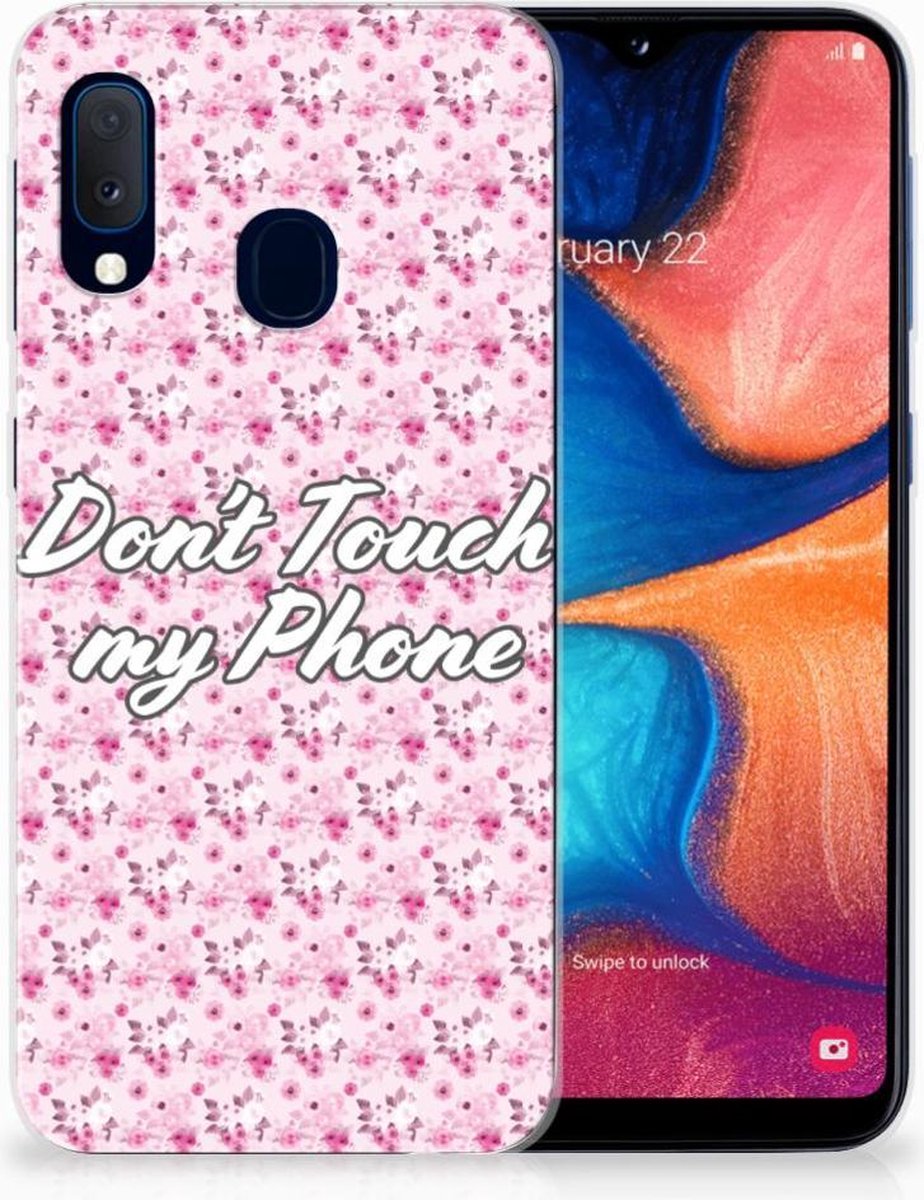 Samsung Galaxy A20e Silicone-hoesje Flowers Pink DTMP