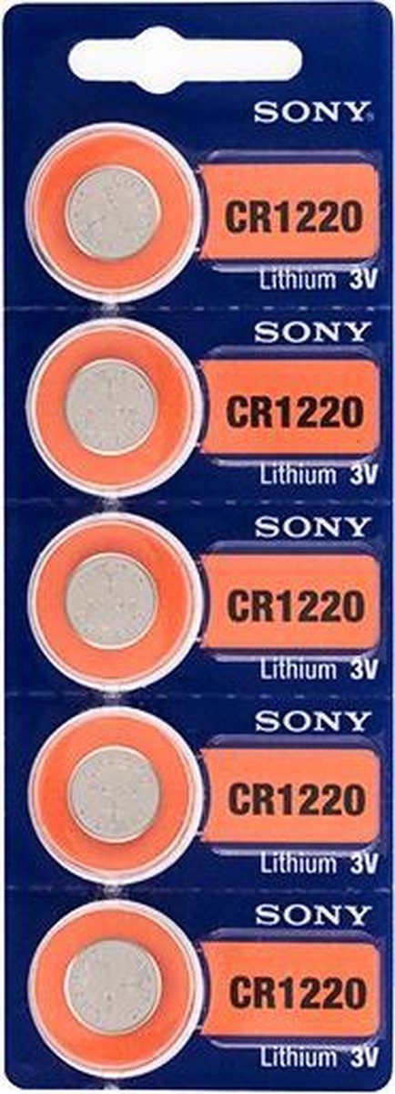 5 Stuks - Sony CR1220 3v lithium knoopcel batterij