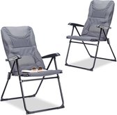Relaxdays 2x gepolsterde campingstoel - tuinstoel comfortabel - picknick – grijs