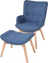 Luxe Fauteuil Blauw MET Voetenbankje / Loungestoel / Lounge stoel / Relax stoel / Chill stoel / Lounge Bankje / Lounge Fauteil / Cocktail stoel