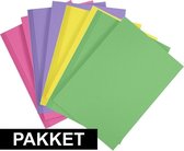 16x A4 hobby karton fuchsia roze/geel/groen/paars