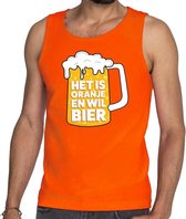 Oranje Het is oranje en wil bier tanktop/mouwloos shirt heren S