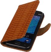 Bruin Slangen / Snake Design Book Cover Hoesje Samsung Galaxy J1 2015