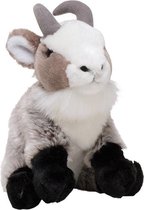 Pluche grijze geit knuffel 18 cm - Geiten boerderijdieren knuffels - Speelgoed voor kinderen