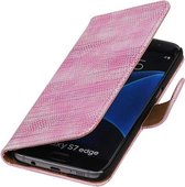Mobieletelefoonhoesje.nl - Samsung Galaxy S7 Edge Hoesje Hagedis Bookstyle Roze