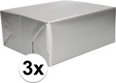 3x Inpakpapier zilver 70 x 200 cm - kadopapier / cadeaupapier