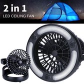 2-In-1 18 LED Kampeerlamp & Camping Ventilator - Hanglamp Lantaarn - Tent / Camping Verlichting