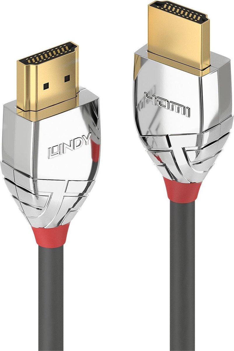 Lindy Cromo Line High Speed - HDMI met ethernetkabel - HDMI (M) naar HDMI (M) - 5 m - beschermd - grijs - rond, 4K ondersteuning