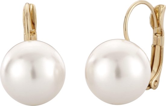 Boucle d'oreille Traveller - avec perle en Crystal Swarovski 12 mm - plaqué or 22 carats - # 700612