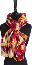 Dames sjaal - kunstzijde - rood - zwart - oranje - geel - groen - roze - 60 x 165 cm