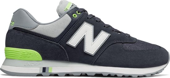 New Balance 574 Sneakers - Maat 44.5 - Unisex - donker blauw/grijs/lime  groen | bol.com