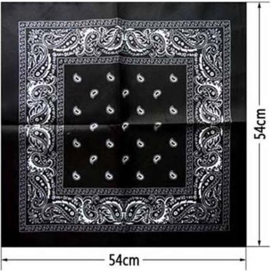Bandana Katoenen hoofdband Sport accessoire Paisley print Zwart