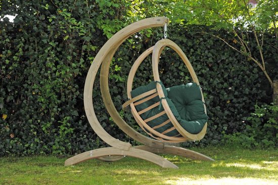 Amazonas Globo Chair Hangstoel - 1 Persoons - Hout - Groene Kussens |  bol.com