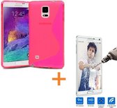 Comutter Silicone hoesje Samsung Galaxy Note 4 roze met tempered glas screenprotector
