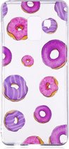 Shop4 - Samsung Galaxy A8 (2018) Hoesje - Zachte Back Case Donuts Transparant