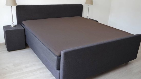 Snoozing - Surmatelas - Drap housse - Lits jumeaux - 180x200 cm - Coton percale - Marron