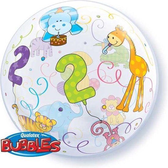 2 Jaar Bubbles Ballon Jungle Animals 56cm