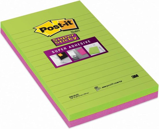 Post-it Super Sticky Notes Lined 5 X 8 In (127 X 203 Mm) 5845 Rio Assorted Colors, 2 Pads/pack | Extra Sticky Notes | For Note Taking, To Do Lists - View #5