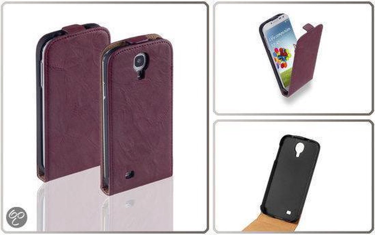 Vintage Flip Case Leder Cover Hoesje Samsung Galaxy S4 i9500 Ruby