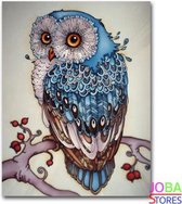 Peinture au diamant "JobaStores®" Blue Owl - complète - 30x40cm - ronde