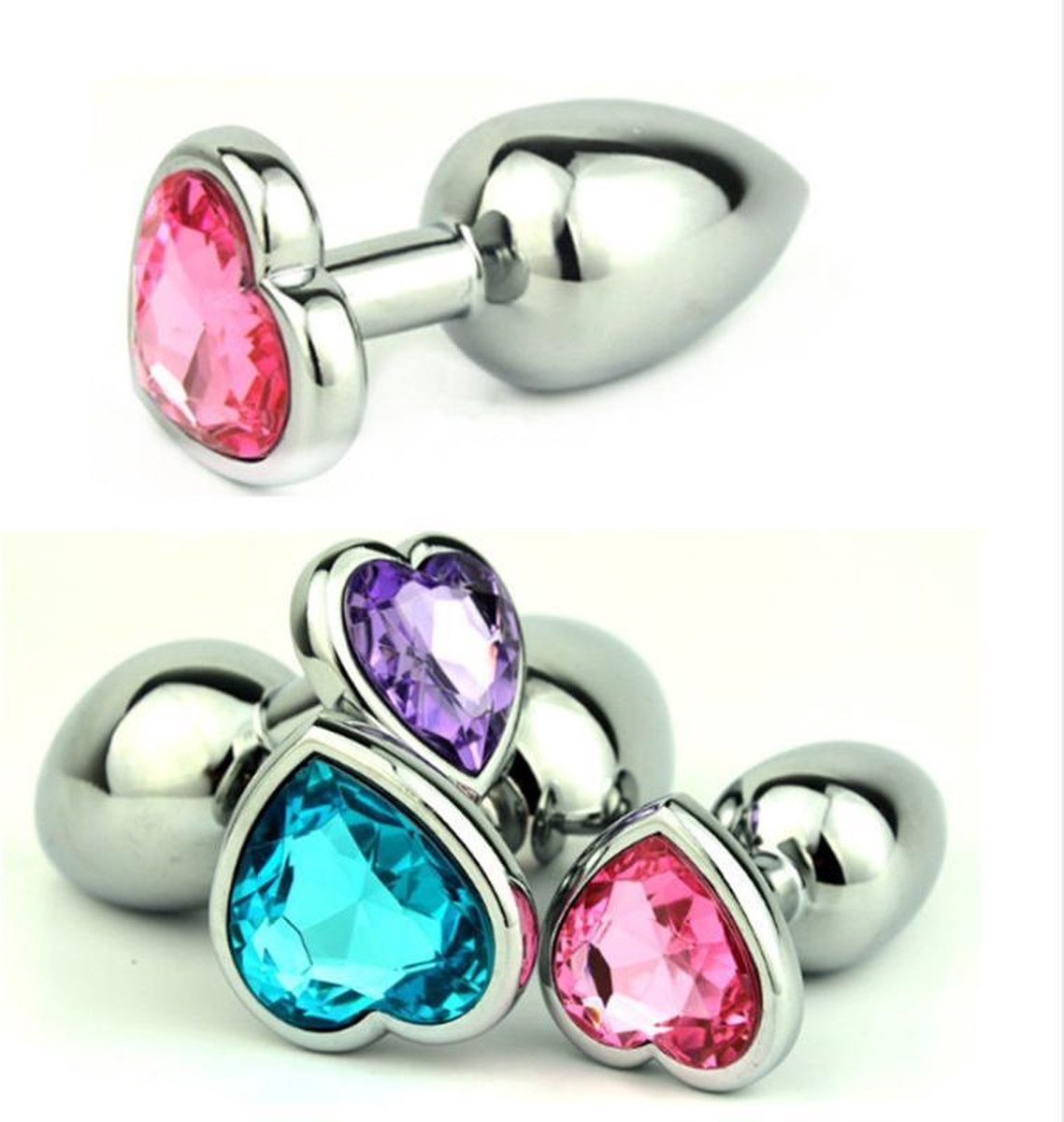 Goedkoopste Anaal - Buttplug - Hartvorm - RVS - Metaal - Hart Rose Diamant - Diameter 2.8cm