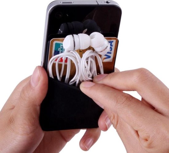 Zwarte kaarthouder - voor zowel Apple iPhone als Android Samsung - Merkloos
