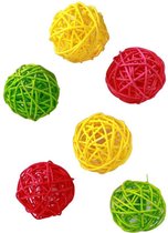Deco ballen stro 6 cm rood/geel/groen per 15 stuks