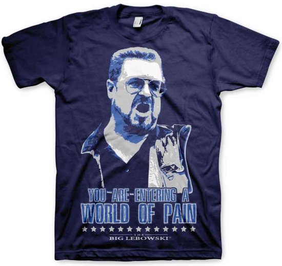 The Big Lebowski Heren Tshirt World Of Pain Blauw