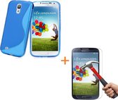 Comutter Silicone hoesje Samsung Galaxy S4 blauw met tempered glas screenprotector