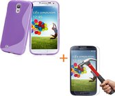 Comutter Silicone hoesje Samsung Galaxy S4 paars met tempered glas screenprotector