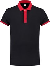 Tricorp Poloshirt bi-color fitted - Casual - 201002 - Navy-Rood - maat XXXL