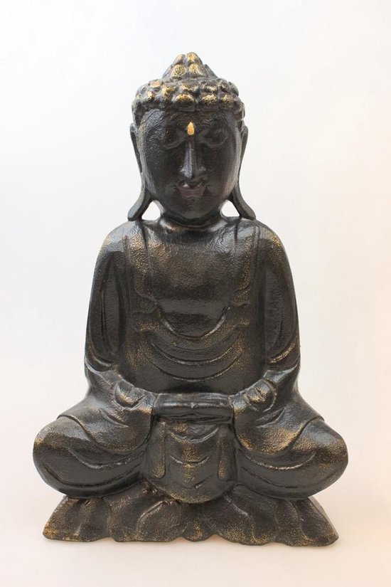 Boeddha Beeld zwart H 31cm - Indonesie bol.com